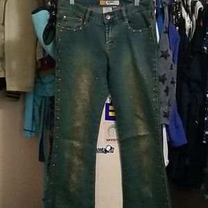 Yagi blue jeans with gold glitter & accents size 7